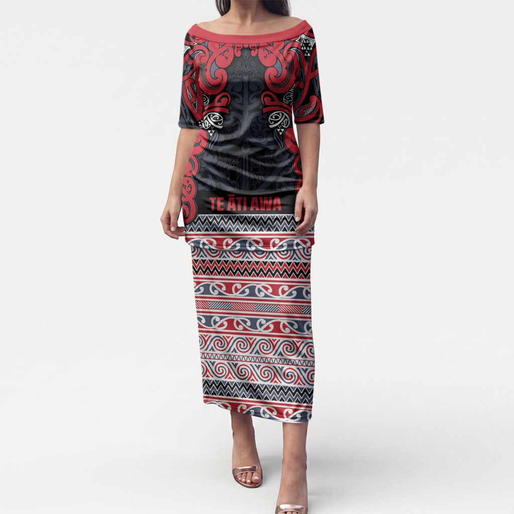 Aotearoa Iwi Te ati Awa Puletasi Maori Wharenui House Tribal Pattern LT9 Long Dress Bright Red - Polynesian Pride