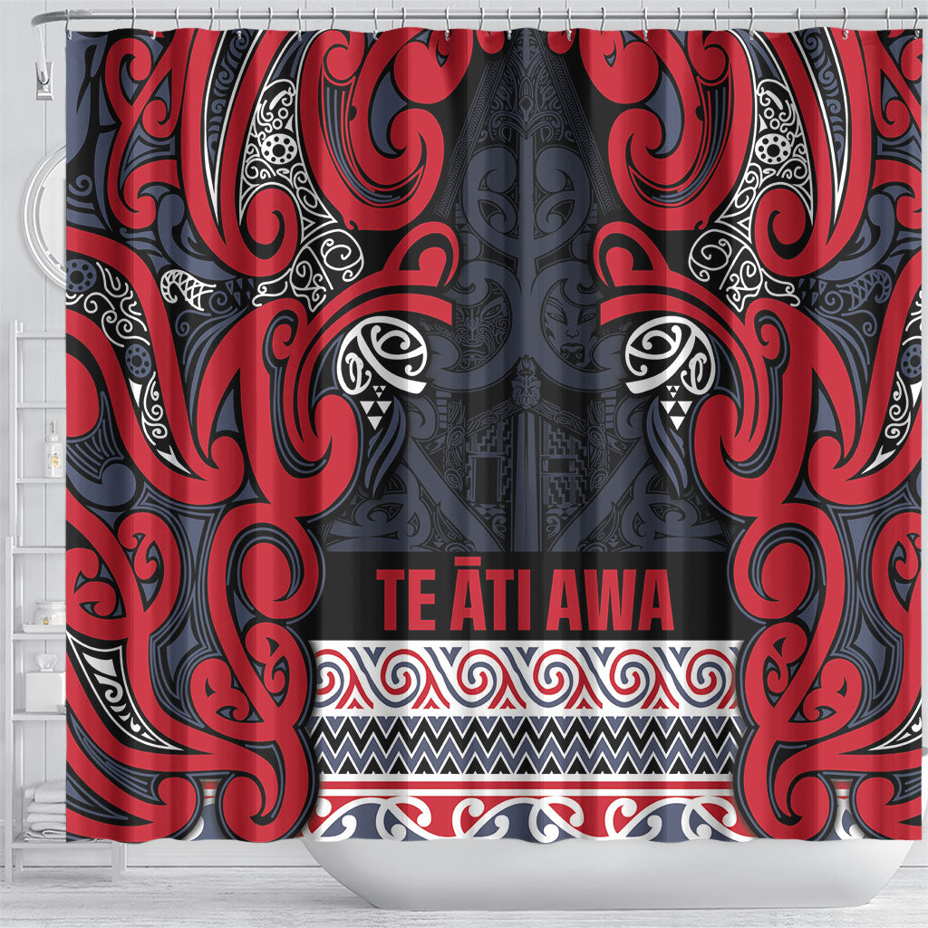 Aotearoa Iwi Te ati Awa Shower Curtain Maori Wharenui House Tribal Pattern LT9 - Polynesian Pride