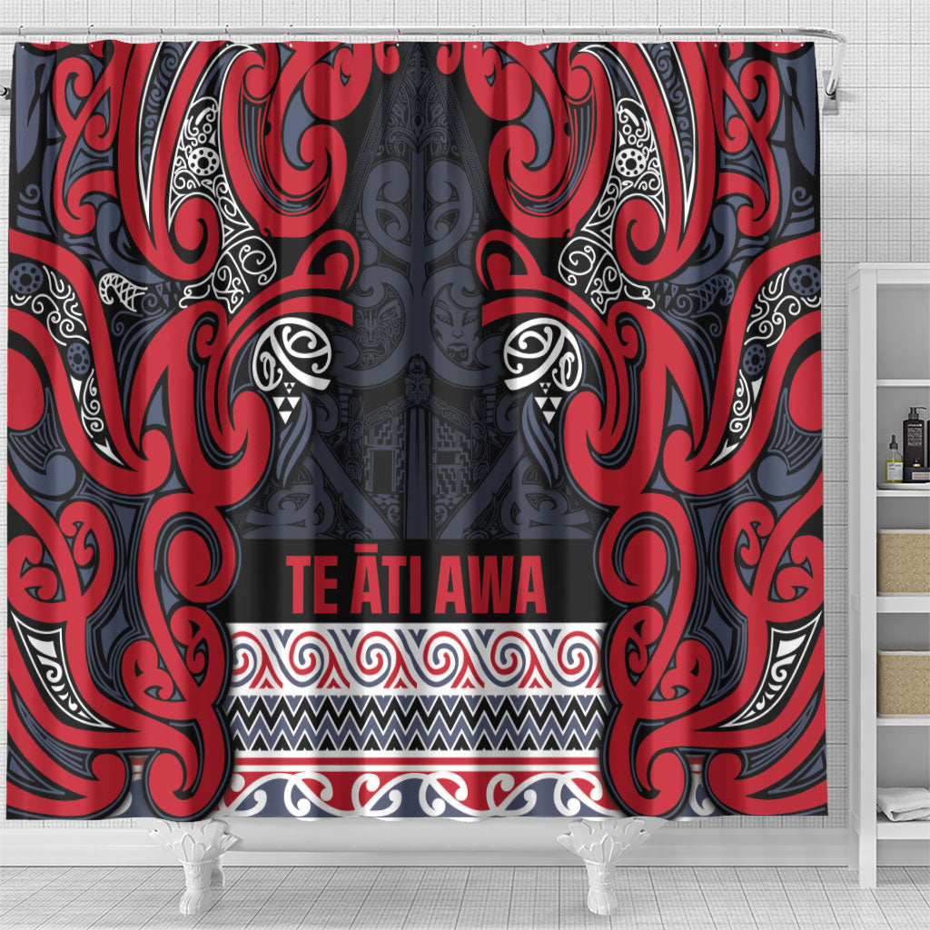 Aotearoa Iwi Te ati Awa Shower Curtain Maori Wharenui House Tribal Pattern LT9 - Polynesian Pride