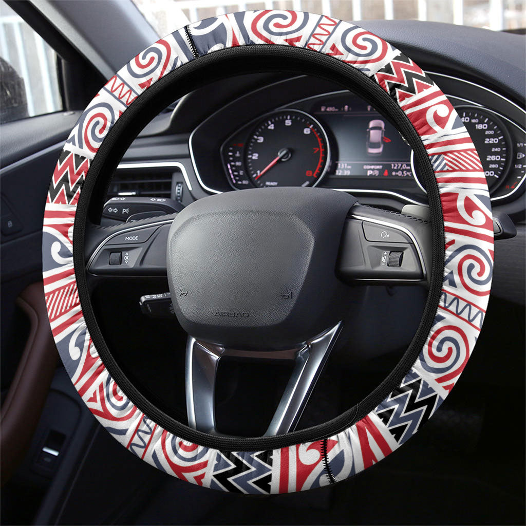 Aotearoa Iwi Te ati Awa Steering Wheel Cover Maori Wharenui House Tribal Pattern LT9 - Polynesian Pride