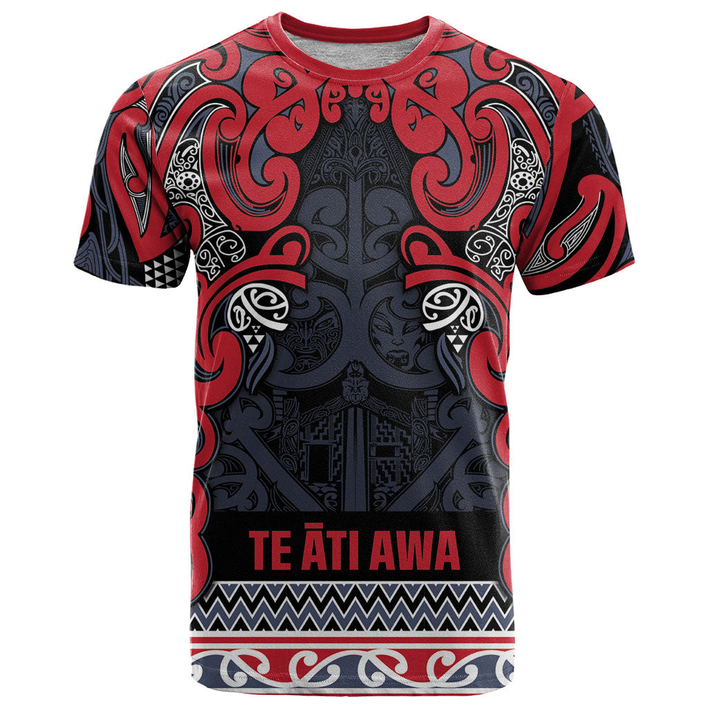Aotearoa Iwi Te ati Awa T Shirt Maori Wharenui House Tribal Pattern LT9 Bright Red - Polynesian Pride