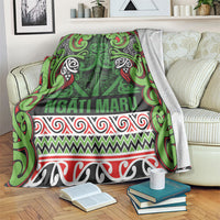 Aotearoa Iwi Ngati Maru Hauraki Blanket Maori Wharenui House Tribal Pattern LT9 Green Red - Polynesian Pride