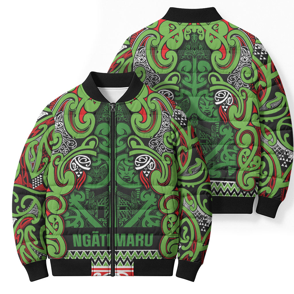 Aotearoa Iwi Ngati Maru Hauraki Bomber Puffer Jacket Maori Wharenui House Tribal Pattern LT9 - Polynesian Pride