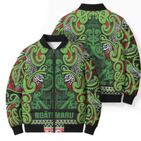 Aotearoa Iwi Ngati Maru Hauraki Bomber Puffer Jacket Maori Wharenui House Tribal Pattern LT9 - Polynesian Pride