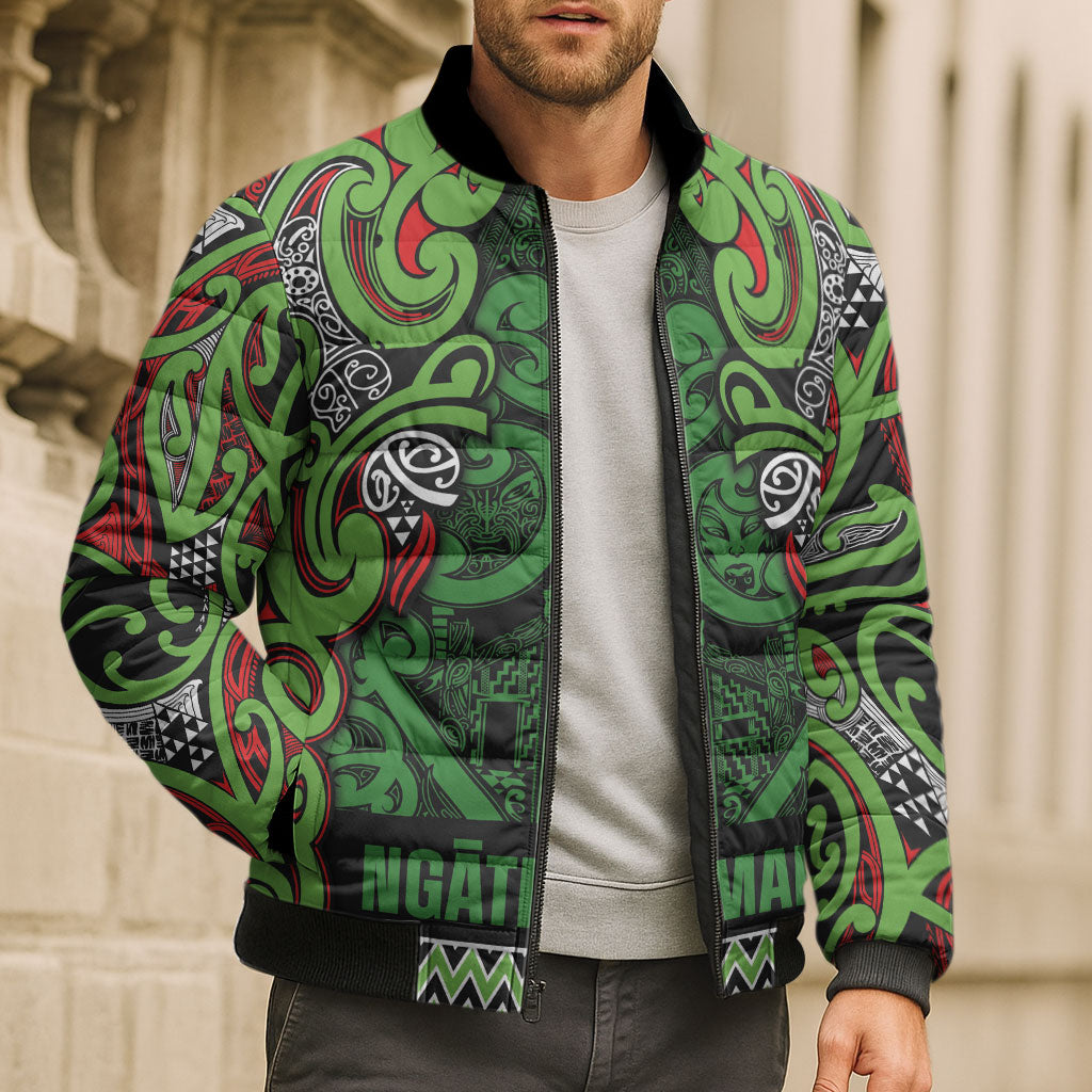 Aotearoa Iwi Ngati Maru Hauraki Bomber Puffer Jacket Maori Wharenui House Tribal Pattern LT9 - Polynesian Pride