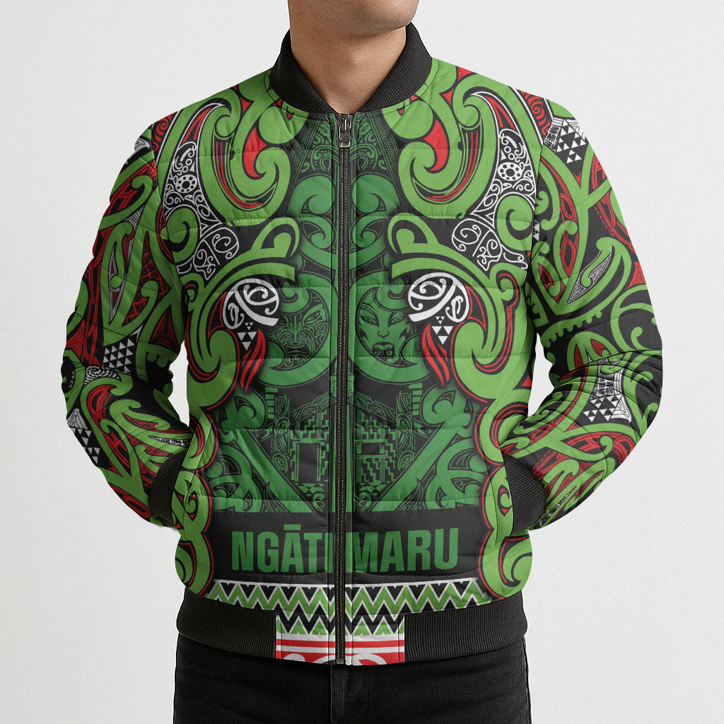 Aotearoa Iwi Ngati Maru Hauraki Bomber Puffer Jacket Maori Wharenui House Tribal Pattern LT9 - Polynesian Pride
