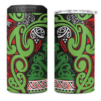 Aotearoa Iwi Ngati Maru Hauraki 4 in 1 Can Cooler Tumbler Maori Wharenui House Tribal Pattern LT9 One Size: 16 oz Green Red - Polynesian Pride