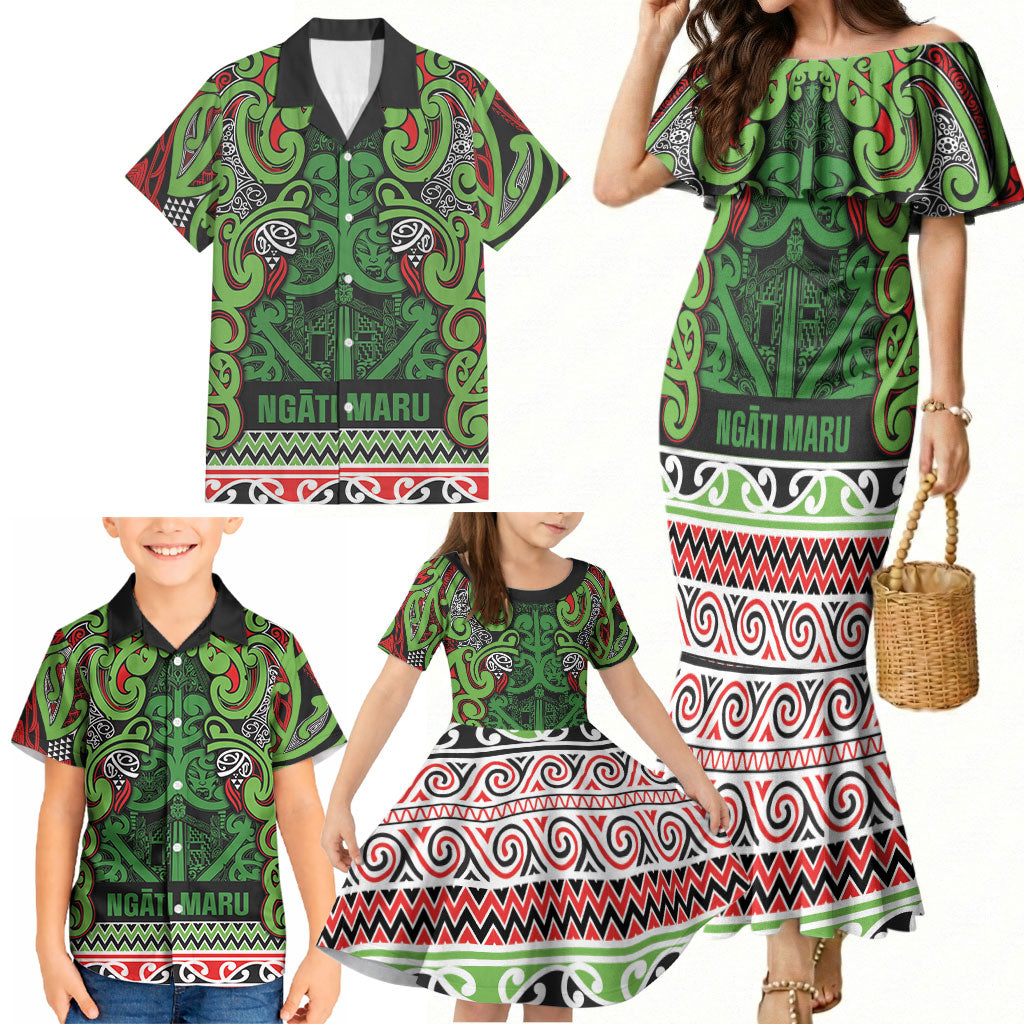 Aotearoa Iwi Ngati Maru Hauraki Family Matching Mermaid Dress and Hawaiian Shirt Maori Wharenui House Tribal Pattern LT9 - Polynesian Pride