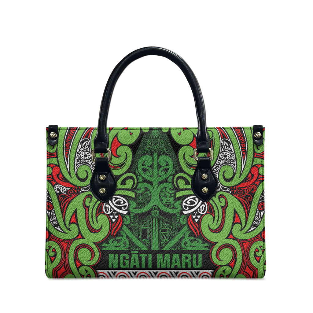 Aotearoa Iwi Ngati Maru Hauraki Leather Bag Maori Wharenui House Tribal Pattern LT9 - Polynesian Pride