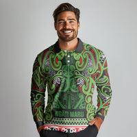 Aotearoa Iwi Ngati Maru Hauraki Long Sleeve Polo Shirt Maori Wharenui House Tribal Pattern LT9 - Polynesian Pride