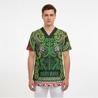 Aotearoa Iwi Ngati Maru Hauraki Scrub Top Maori Wharenui House Tribal Pattern LT9 - Polynesian Pride
