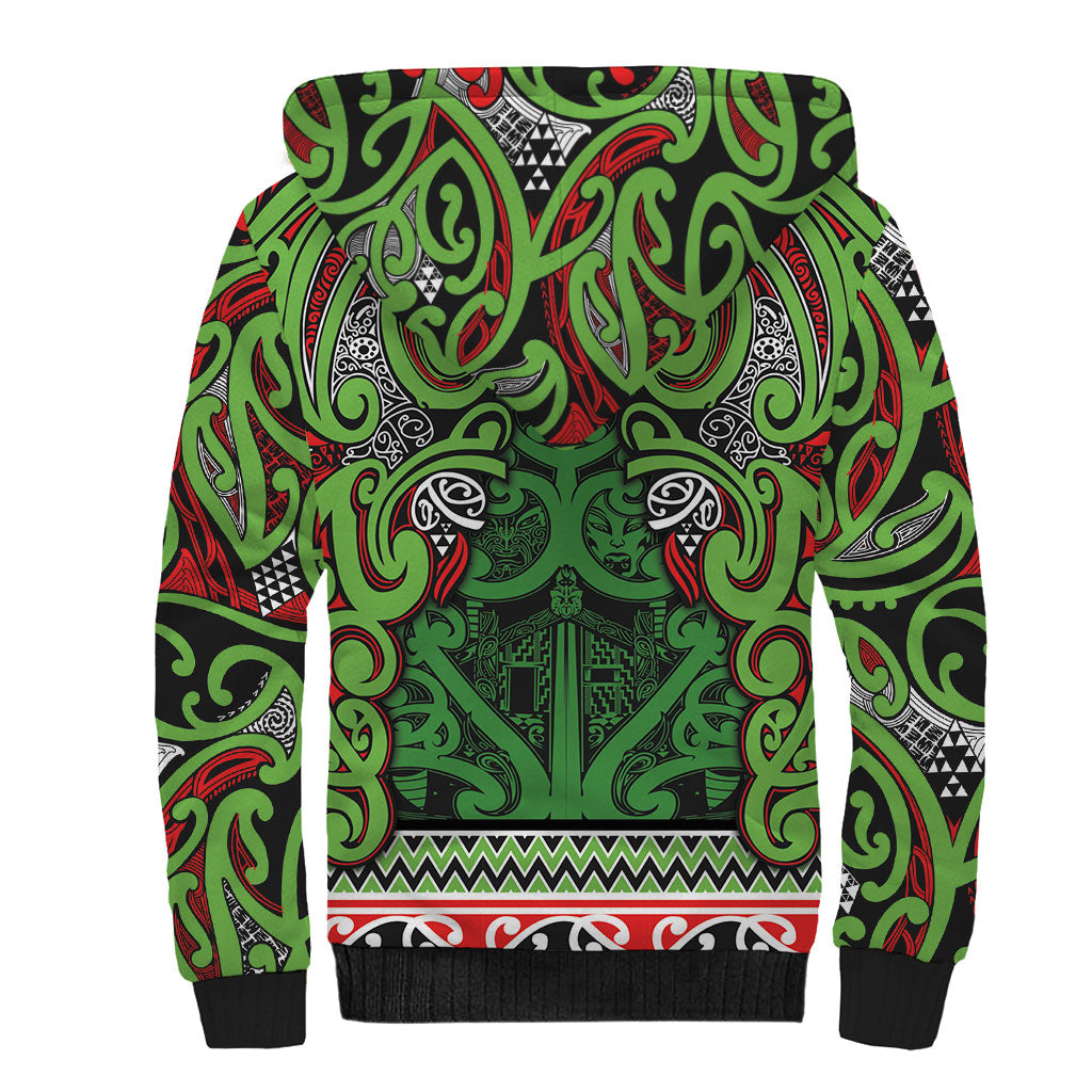 Aotearoa Iwi Ngati Maru Hauraki Sherpa Hoodie Maori Wharenui House Tribal Pattern LT9 - Polynesian Pride