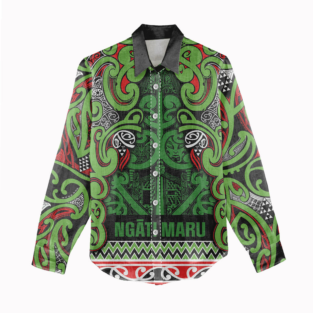 Aotearoa Iwi Ngati Maru Hauraki Women Casual Shirt Maori Wharenui House Tribal Pattern LT9 - Polynesian Pride