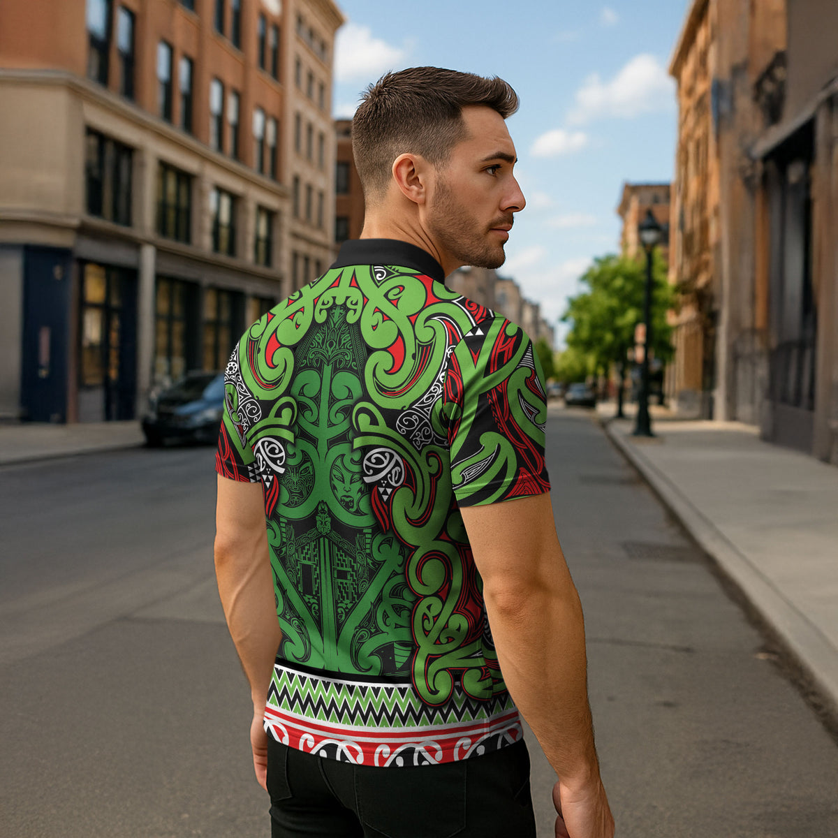Aotearoa Iwi Ngati Maru Hauraki Zipper Polo Shirt Maori Wharenui House Tribal Pattern LT9 - Polynesian Pride