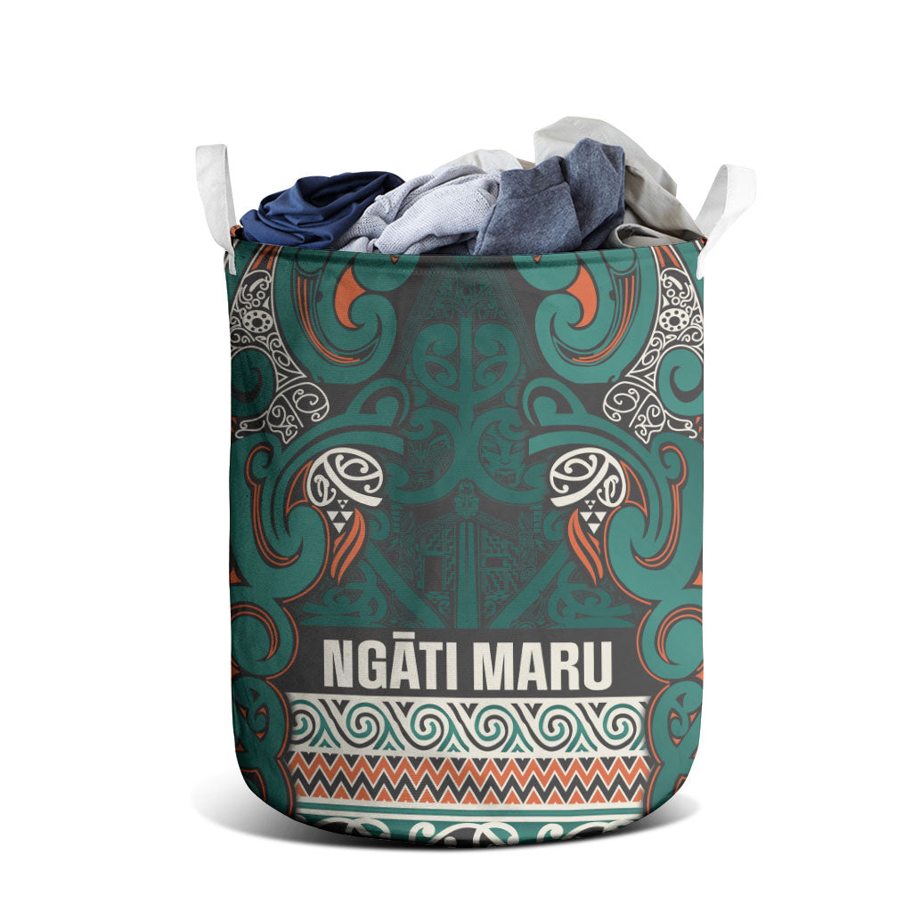 Aotearoa Iwi Ngāti Maru Taranaki Laundry Basket Maori Wharenui House Tribal Pattern LT9 - Polynesian Pride