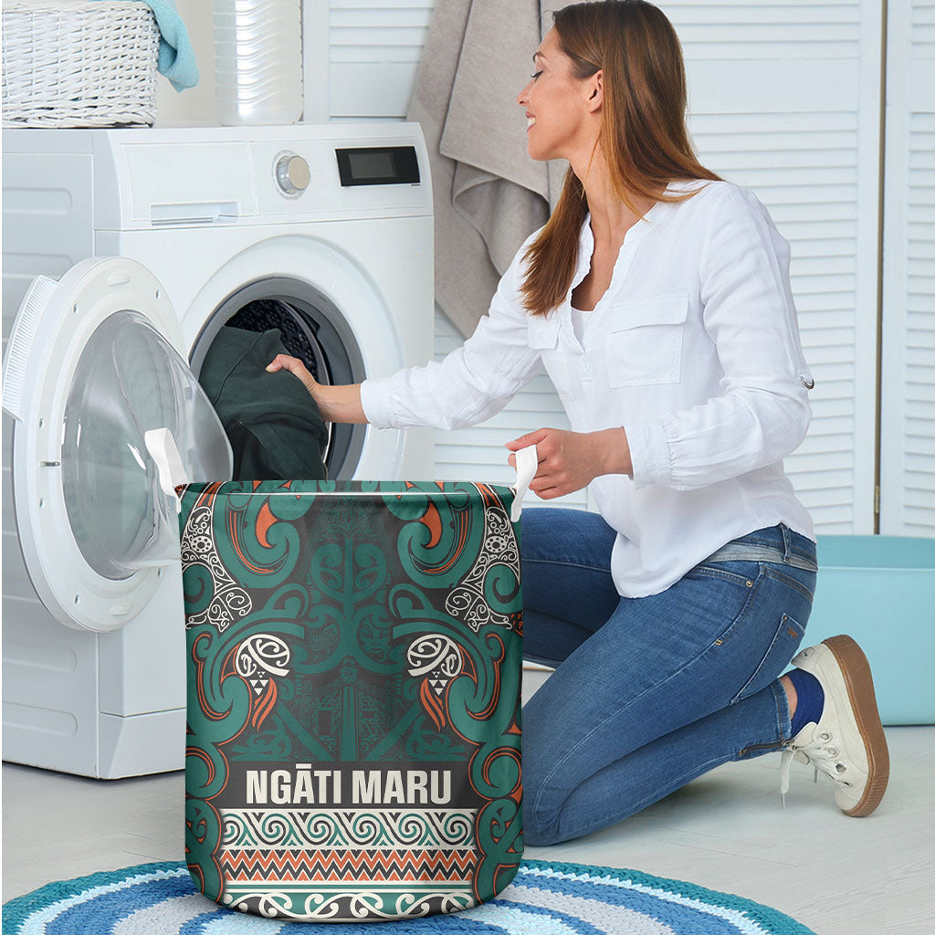 Aotearoa Iwi Ngāti Maru Taranaki Laundry Basket Maori Wharenui House Tribal Pattern LT9 - Polynesian Pride