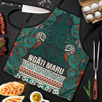 Aotearoa Iwi Ngāti Maru Taranaki Apron Maori Wharenui House Tribal Pattern LT9 Deep Teal - Polynesian Pride