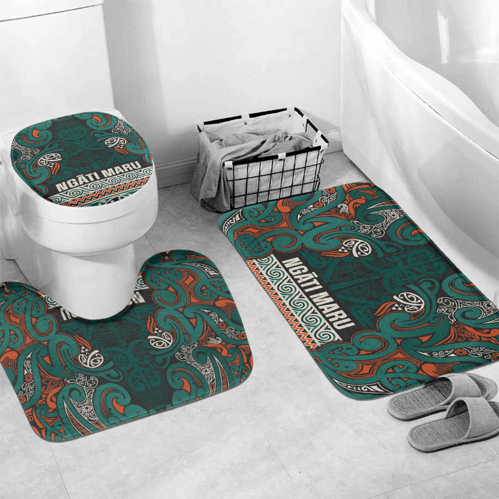 Aotearoa Iwi Ngāti Maru Taranaki Bathroom Set Maori Wharenui House Tribal Pattern LT9 Mat Set Only (3 pcs) One Size Deep Teal - Polynesian Pride