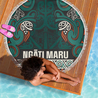 Aotearoa Iwi Ngāti Maru Taranaki Beach Blanket Maori Wharenui House Tribal Pattern LT9 - Polynesian Pride
