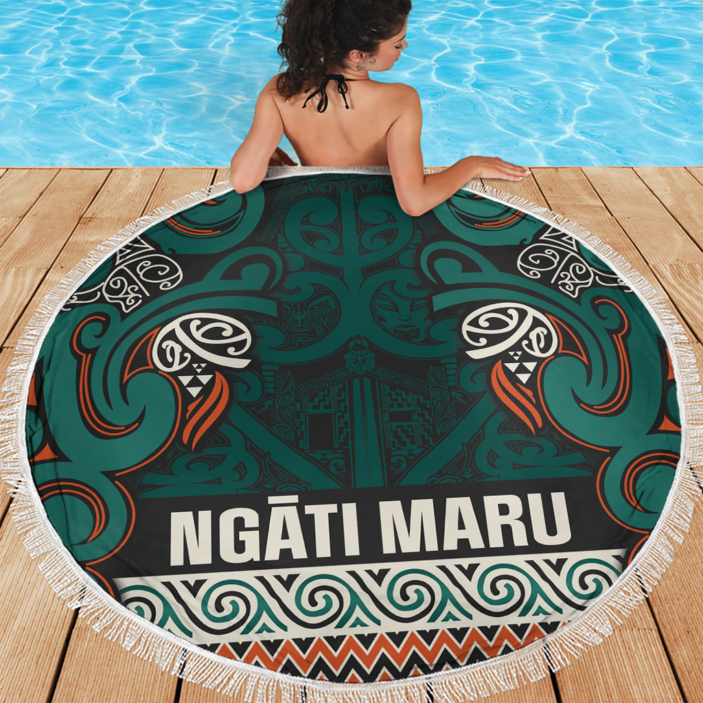 Aotearoa Iwi Ngāti Maru Taranaki Beach Blanket Maori Wharenui House Tribal Pattern LT9 - Polynesian Pride