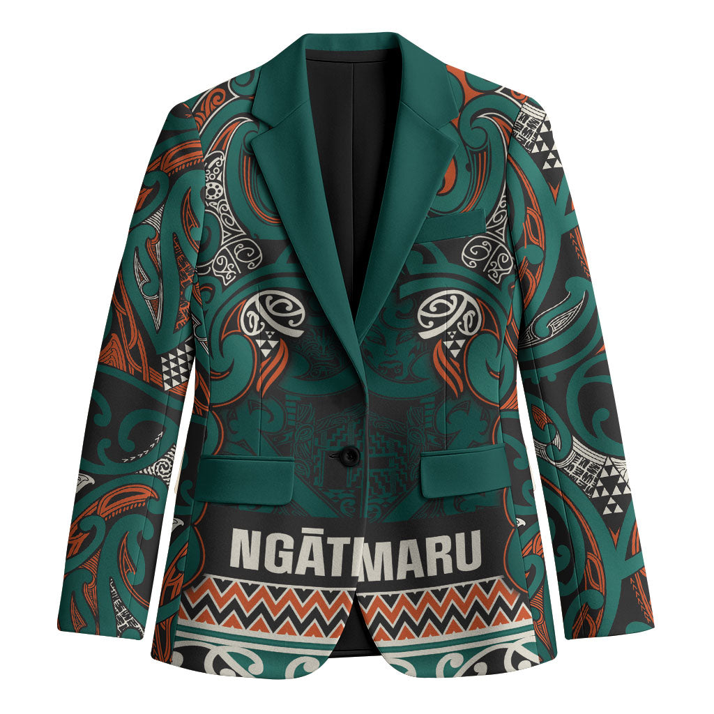 Aotearoa Iwi Ngāti Maru Taranaki Blazer Maori Wharenui House Tribal Pattern LT9 Unisex Deep Teal - Polynesian Pride
