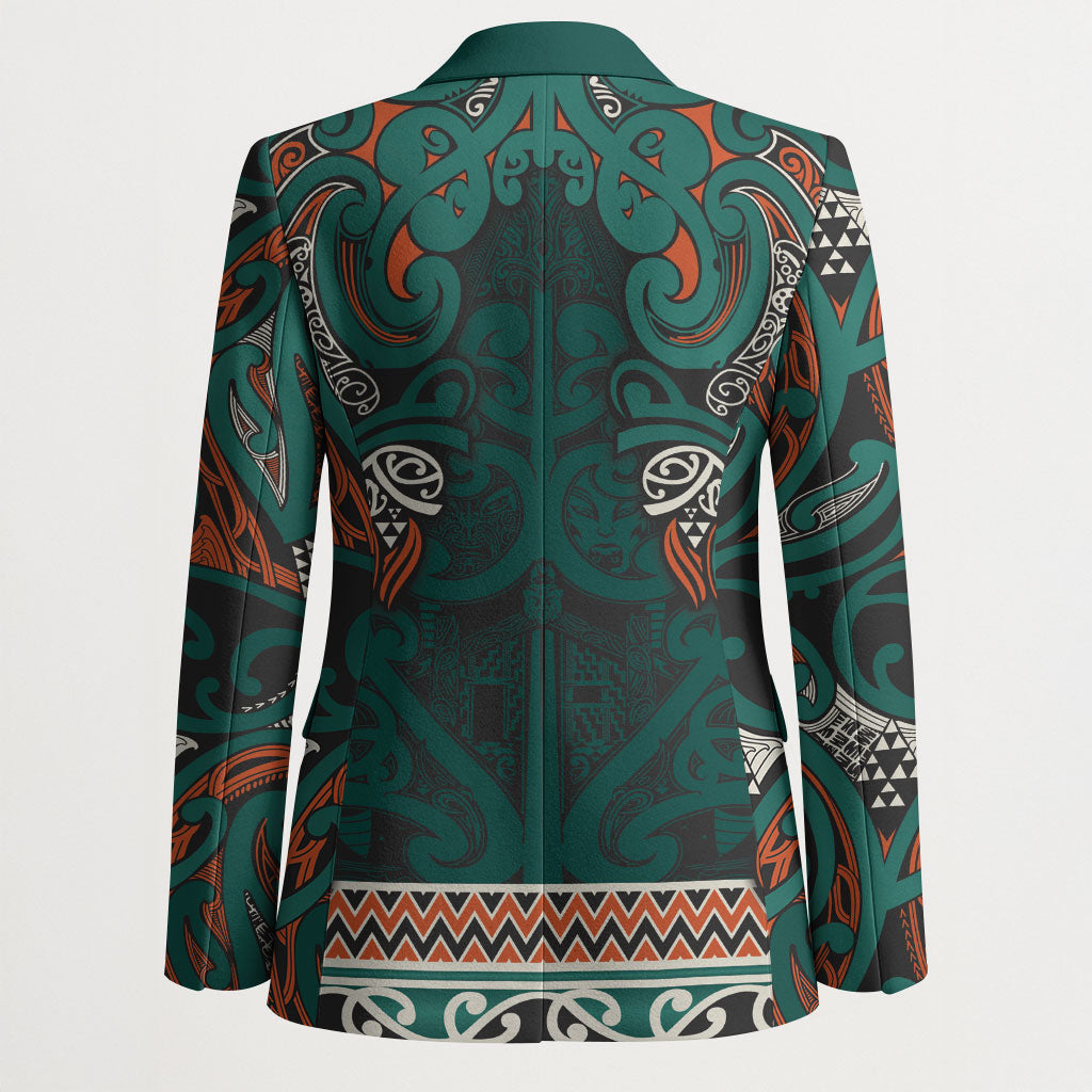 Aotearoa Iwi Ngāti Maru Taranaki Blazer Maori Wharenui House Tribal Pattern LT9 - Polynesian Pride