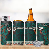 Aotearoa Iwi Ngāti Maru Taranaki 4 in 1 Can Cooler Tumbler Maori Wharenui House Tribal Pattern LT9 - Polynesian Pride