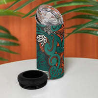 Aotearoa Iwi Ngāti Maru Taranaki 4 in 1 Can Cooler Tumbler Maori Wharenui House Tribal Pattern LT9 - Polynesian Pride