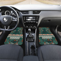 Aotearoa Iwi Ngāti Maru Taranaki Car Mats Maori Wharenui House Tribal Pattern LT9 Set 2pcs - Front Deep Teal - Polynesian Pride