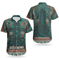 Aotearoa Iwi Ngāti Maru Taranaki Couples Matching Puletasi and Hawaiian Shirt Maori Wharenui House Tribal Pattern LT9 - Polynesian Pride