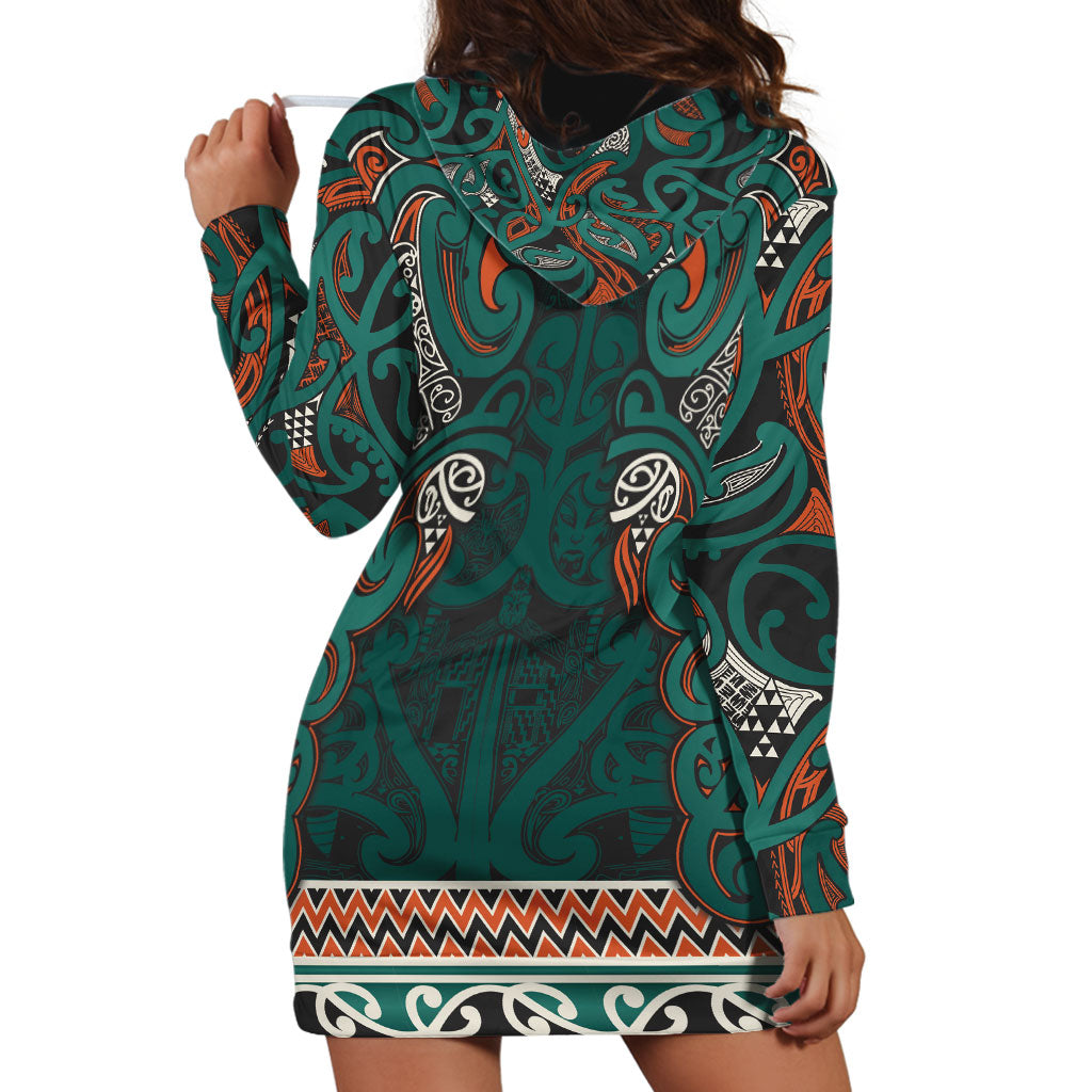 Aotearoa Iwi Ngāti Maru Taranaki Hoodie Dress Maori Wharenui House Tribal Pattern LT9 - Polynesian Pride