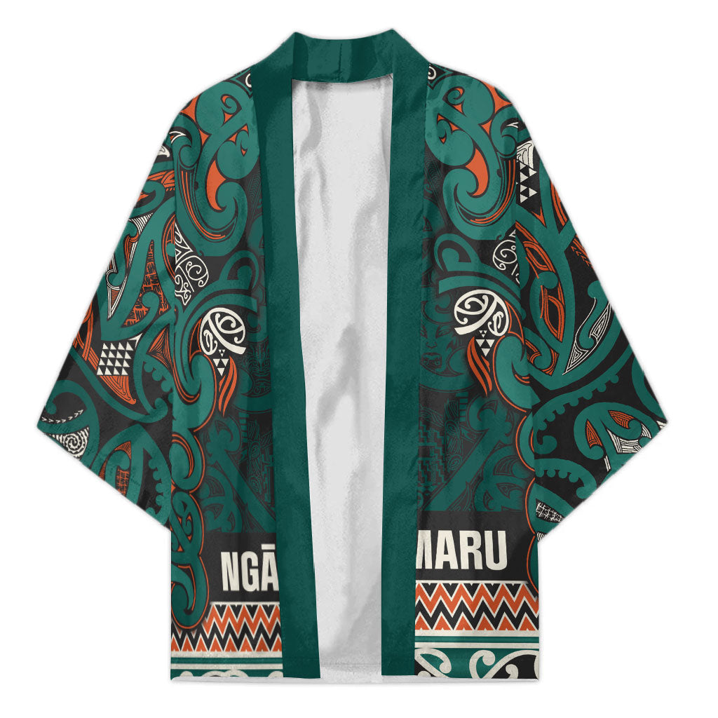 Aotearoa Iwi Ngāti Maru Taranaki Kimono Maori Wharenui House Tribal Pattern LT9 Unisex Deep Teal - Polynesian Pride