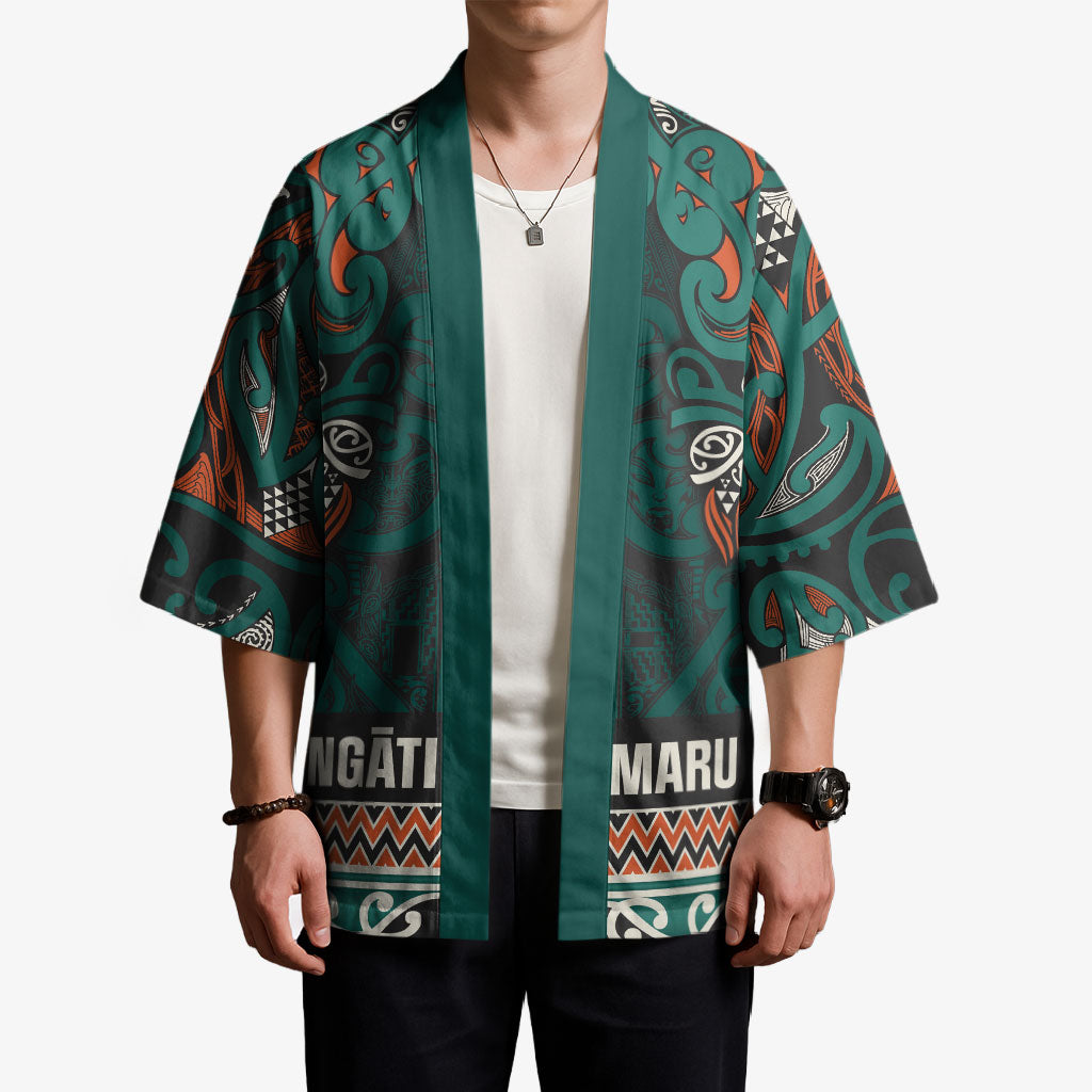 Aotearoa Iwi Ngāti Maru Taranaki Kimono Maori Wharenui House Tribal Pattern LT9 - Polynesian Pride