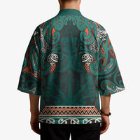 Aotearoa Iwi Ngāti Maru Taranaki Kimono Maori Wharenui House Tribal Pattern LT9 - Polynesian Pride