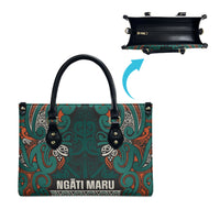 Aotearoa Iwi Ngāti Maru Taranaki Leather Bag Maori Wharenui House Tribal Pattern LT9 - Polynesian Pride