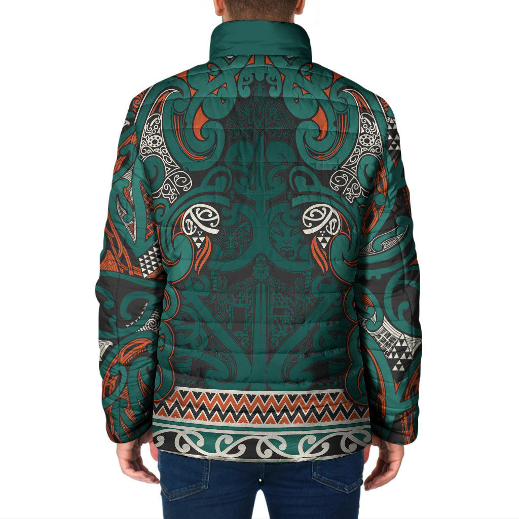 Aotearoa Iwi Ngāti Maru Taranaki Padded Jacket Maori Wharenui House Tribal Pattern LT9 - Polynesian Pride