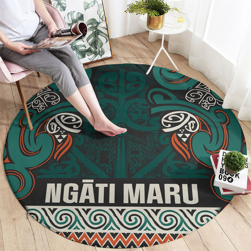 Aotearoa Iwi Ngāti Maru Taranaki Round Carpet Maori Wharenui House Tribal Pattern LT9 - Polynesian Pride