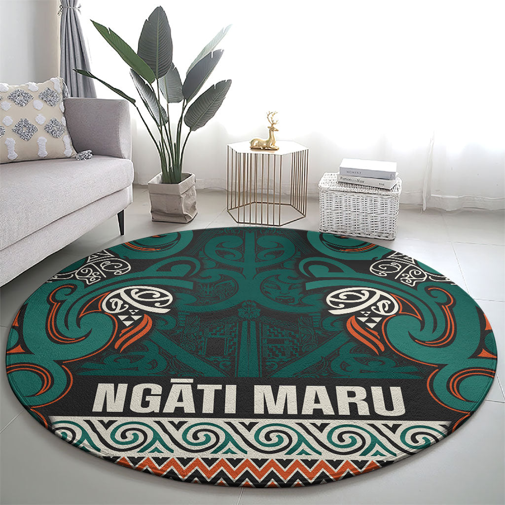 Aotearoa Iwi Ngāti Maru Taranaki Round Carpet Maori Wharenui House Tribal Pattern LT9 - Polynesian Pride