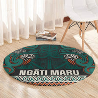 Aotearoa Iwi Ngāti Maru Taranaki Round Carpet Maori Wharenui House Tribal Pattern LT9 - Polynesian Pride