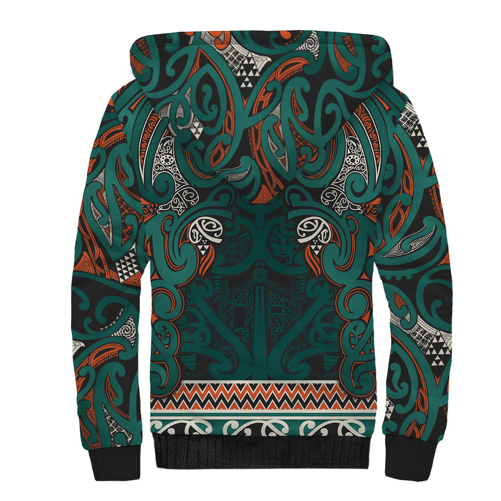 Aotearoa Iwi Ngāti Maru Taranaki Sherpa Hoodie Maori Wharenui House Tribal Pattern LT9 - Polynesian Pride