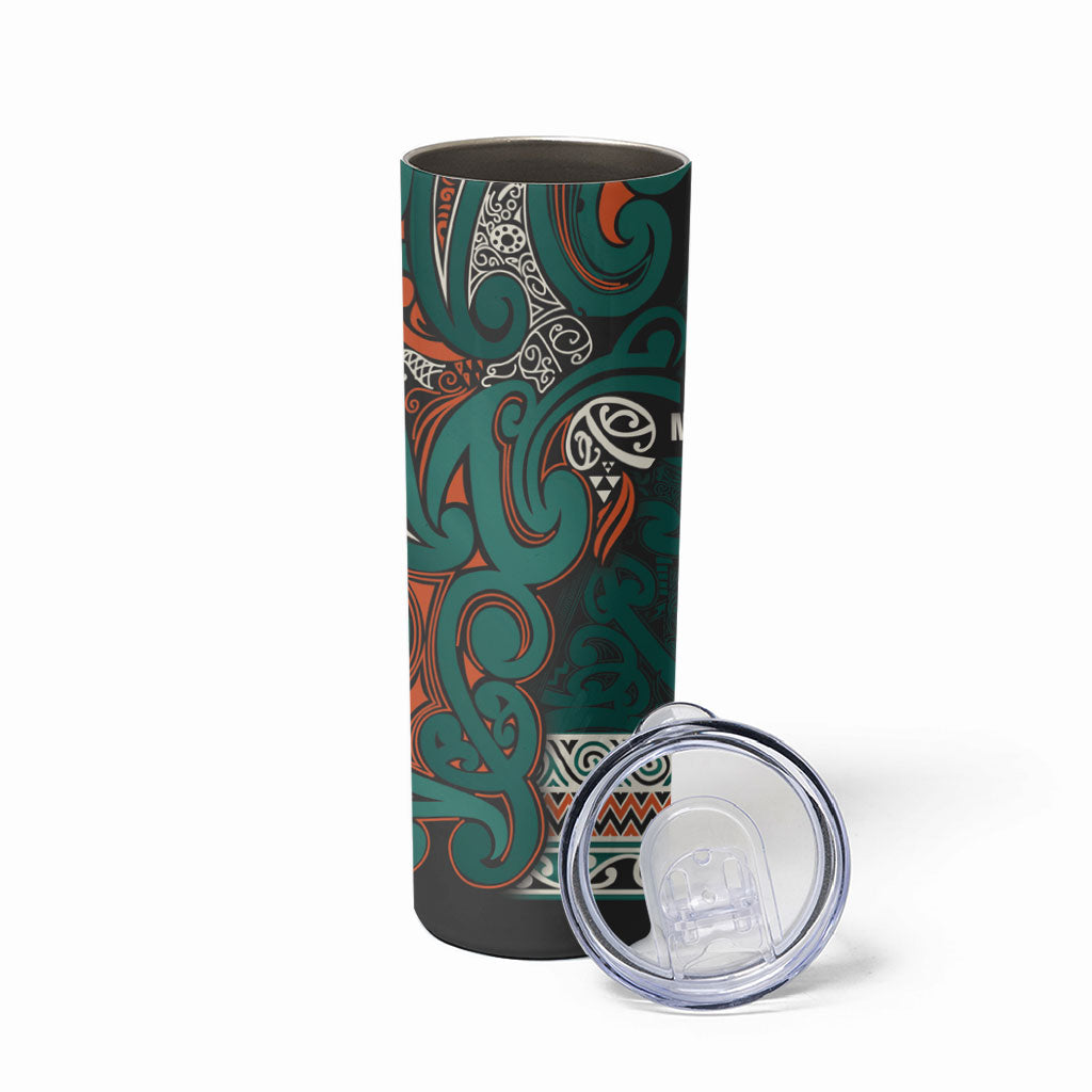 Aotearoa Iwi Ngāti Maru Taranaki Skinny Tumbler Maori Wharenui House Tribal Pattern LT9 - Polynesian Pride