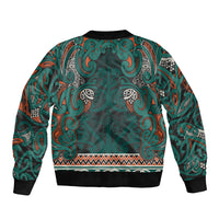 Aotearoa Iwi Ngāti Maru Taranaki Sleeve Zip Bomber Jacket Maori Wharenui House Tribal Pattern LT9 - Polynesian Pride