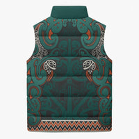 Aotearoa Iwi Ngāti Maru Taranaki Sleeveless Puffer Jacket Maori Wharenui House Tribal Pattern LT9 - Polynesian Pride
