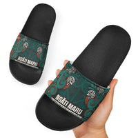 Aotearoa Iwi Ngāti Maru Taranaki Slide Sandals Maori Wharenui House Tribal Pattern LT9 - Polynesian Pride