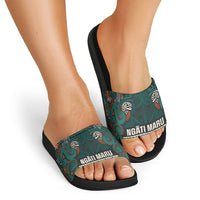 Aotearoa Iwi Ngāti Maru Taranaki Slide Sandals Maori Wharenui House Tribal Pattern LT9 - Polynesian Pride