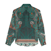 Aotearoa Iwi Ngāti Maru Taranaki Women Casual Shirt Maori Wharenui House Tribal Pattern LT9 - Polynesian Pride