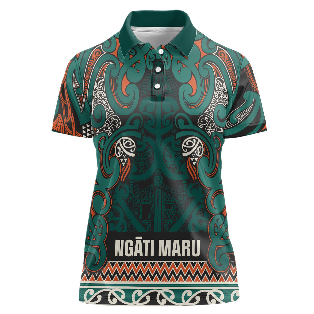 Aotearoa Iwi Ngāti Maru Taranaki Women Polo Shirt Maori Wharenui House Tribal Pattern LT9 Female Deep Teal - Polynesian Pride