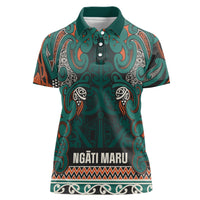 Aotearoa Iwi Ngāti Maru Taranaki Women Polo Shirt Maori Wharenui House Tribal Pattern LT9 Female Deep Teal - Polynesian Pride