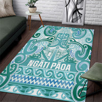 Aotearoa Iwi Ngati Paoa Area Rug Maori Wharenui House Tribal Pattern LT9 Turquoise - Polynesian Pride