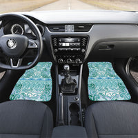 Aotearoa Iwi Ngati Paoa Car Mats Maori Wharenui House Tribal Pattern LT9 Set 2pcs - Front Turquoise - Polynesian Pride